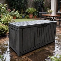 Boîte de rangement extérieure, conteneur de rangement en plastique étanche et verrouillable, armoire de rangement pour outils de jardin, patio, piscine