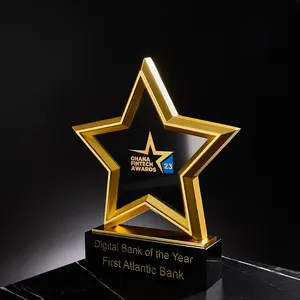 Yıldız kristal kupa ödülleri özel 3d lazer gravür ofis kupa kristal cam madalya ve kupa