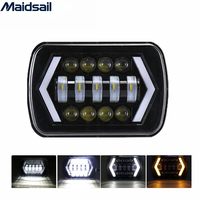 Faro LED Cuadrado de 12V 55W 5X7 con 13 LED, Flecha Izquierda/Derecha DRL, Compatible con Jeep Wrangler, Motocicleta, Todoterreno, Luz Diurna