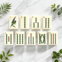 Jeu de Mahjong américain en acrylique ivoire, 160 tuiles à motifs thématiques complètes avec supports, coffret cadeau de jeu de table familial haut de gamme