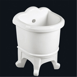 Fregadero de cerámica Aivijia con escurridor, lavabo blanco para balcón, baño o lavandería - Product Image 3