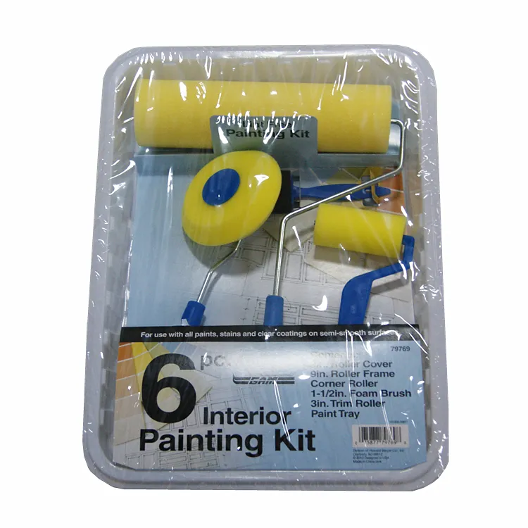 Sanfine miếng bọt biển lăn công cụ 6PC nội thất công cụ sơn Kit bọt Con lăn góc bàn chải với dùng một lần sơn khay