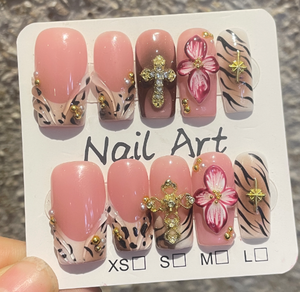 TSZS <span class=keywords><strong>Faux</strong></span> <span class=keywords><strong>ongles</strong></span> à presser 3D style océan, motif floral sculpté, faits main, 10 pièces, magnifiques, de luxe, personnalisés, carrés, réutilisables, en gel - Product Image 6