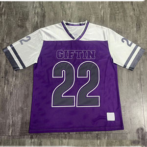 Personnalisé Hommes Violet Équipe Club Uniforme Streetwear Jersey Brodé Boxy Rugby Col En V Mesh Chemises Sports Football Américain Jersey - Product Image 1