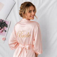 Ensemble de robes de mariée et de demoiselles d'honneur en satin élégant pour femmes, robe de nuit de mariage à col en V, broderie personnalisée, robe de mariée pour fête de mariage