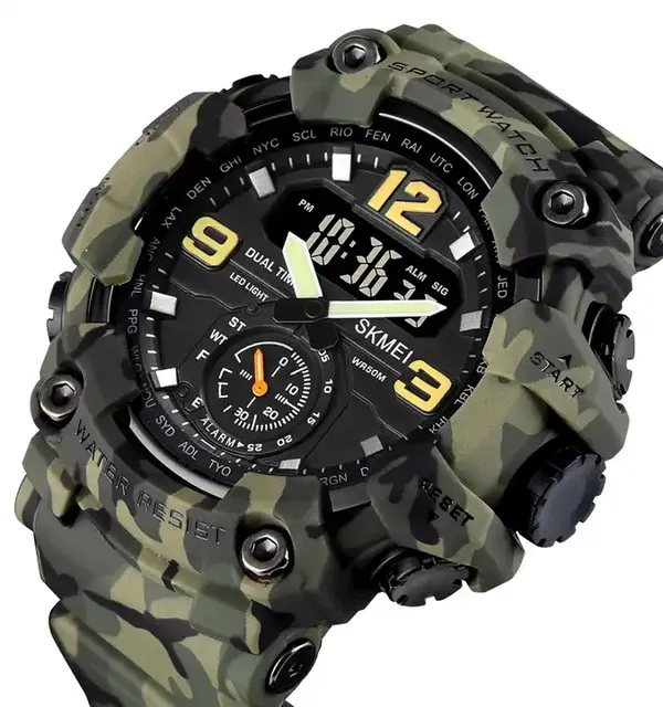 Skmei 1637 Quartz Analog Digital Original Brand Quartz LED Dual Display Chronograph Wristwatch Men Waterproof Electronic Watches