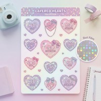 Feuille d'autocollants holographiques personnalisés en film à points, autocollants scintillants holographiques, autocollants personnalisés pour photocartes Kpop, impression Polco Deco Kiss Cut