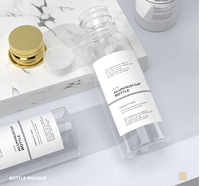 Bouteille en plastique PET de 30 ml pour voyage, avec bouchon en aluminium, épaule ronde, impression de logo personnalisé, pour lotion, maquillage, eau