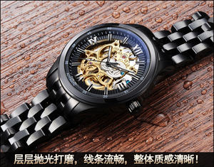 Reloj Mecánico Personalizado de Acero Inoxidable Dorado Hueco con Función Luminosa, Movimiento Miyota y Esfera con Indicadores - Product Image 5