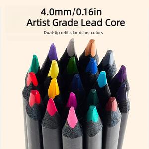 Crayons de couleur à base d'huile en bois noir de qualité artistique, mine épaisse de 4 mm, poignée triangulaire avec taille-<span class=keywords><strong>crayon</strong></span> en métal pour le <span class=keywords><strong>dessin</strong></span> professionnel - Product Image 3