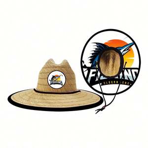 Sombreros de Paja para Hombre, Estilo Salvavidas, para Pesca, Protección Solar, Unisex, para Viajes, Surf y Actividades al Aire Libre, con Parche Personalizado, Venta al Por Mayor - Product Image 1