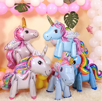 Kit de ballons gonflables 3D licorne en aluminium métallisé - Écologique - Décoration et cadeaux pour anniversaire d'enfants, baby shower, Noël