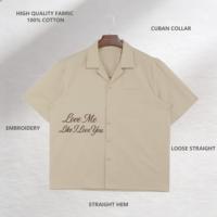 Tenues décontractées pour hommes, chemises à manches courtes amples en coton 100% brodé