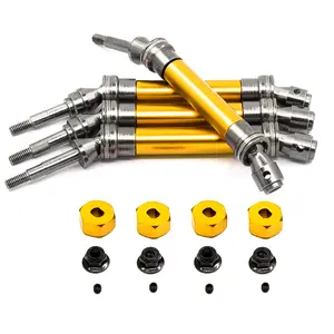 NTFHOBBY STEEL FRONT & REAR DRIVE SHAFTS CVD 4X4 SLASH w/ Aluminum Alloy Whee Hex Yellow For Traxxas 1/10 Stampede 4x4 VXL