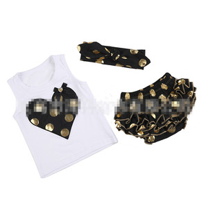 Conjunto de Ropa Casual Personalizada para Niñas, Camiseta, Pantalones Cortos y Diadema, de China - Product Image 1