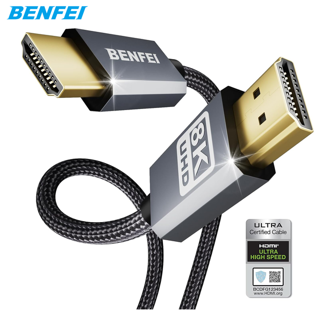 BENFEI 8K 60Hz 4K 120Hz HD MI to HD MI 2.1 Cable, 1.8 Meter, 48 Gbps, Aluminum Shell, Nylon Braided
