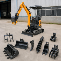 Mini Excavator Diesel Crawler Digger Dengan Trek Karet dan Berbagai Lampiran untuk Pekerjaan Pertanian, Kebun, dan Konstruksi
