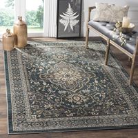 Traditioneller orientalischer pflegeleichter Teppich, groß, blaugrau, waschbar, rutschfest, für stark frequentierte Bereiche, Wohnzimmer, Schlafzimmer, Heimdekoration