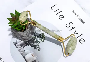 Opt Hot Sell 14*6cm Jade Roller Roller Jade For Massage On Skin And Body Natural Stone White Anti Aging Jade Roller Set