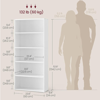 Étagère de présentation moderne à 5 niveaux Meubles en fer pour bureau à domicile Salon Chambre à coucher Bibliothèque Rangement sur pied