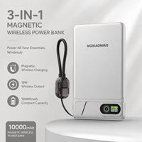 Power Bank Nirkabel Magnetik Portabel dari Aluminium Alloy 5000mAh 10000mAh Ultra Tipis PD20W Pengisian Cepat B2B dengan Stand Logo Kustom