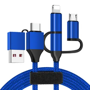 Hochwertiges neues Design Mobiltelefon 5 in 1 Multi-USB-C-Kabel Nylon geflochten 18W Schnell laden USB C zu USB C-Kabel für Android