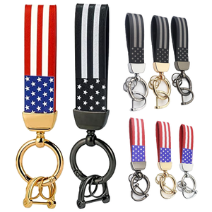 Custom American USA Flag Car Keychain Zinc Alloy Personalized Luxury Logo Brand Microfiber Leather Universal Keyring Accessories
