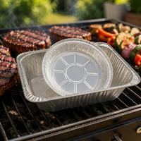 Barquette ronde en aluminium de qualité alimentaire, jetable, personnalisable, pour friteuse à air, barbecue, restauration, pique-nique, compatible micro-ondes, OEM