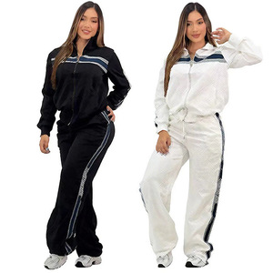 Completo Due Pezzi Casual da <span class=keywords><strong>Donna</strong></span> in Acciaio Pressato, Antipilling, Nuovo Stile Europeo e Americano, Tendenza Cross-Border, Completo con Pantaloni a Gamba Larga - Product Image 1