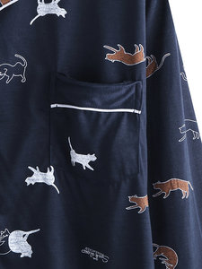 Pijamas Casuales con Estampado de Gato para Hombre, Diseño Nuevo de 2020, Cómodos, de Franela de Algodón, con Botones, Ropa de Dormir para el Hogar, Talla Grande, Térmicos - Product Image 6