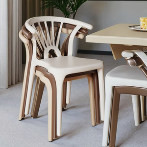 Plastic Modern Armless Dining <b>Chair</b> with Slatted <b>Back</b> for Restaurant Hotel Home Dining Rooms - Product Image 5