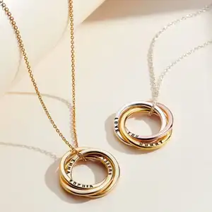 Großhandel benutzer definierte Silber russische Halskette personal isierte russische Ring Halskette für Frauen