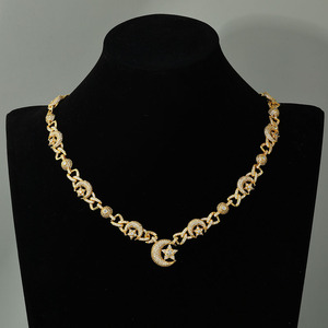 Collier Pendentif Étoile et Lune Tendance en Argent 925 Plaqué Or 18K avec Moissanite VVS, Style Hip Hop Bling Iced Out, Certifié GRA, Testeur de Diamant, Cadeau - Product Image 1