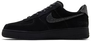 Swarovski Nike Air Force 1 Low Noir en faux daim à bout rond avec lacets et semelle extérieure en caoutchouc rembourrée, chaussures de marche décontractées unisexes - Product Image 1