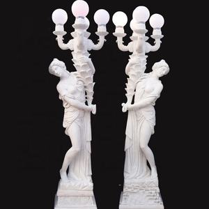 Estatua de Mujer de Piedra para Jardín, Lámpara de Pie, Tallada a Mano, Mármol Blanco, Escultura de Lámpara de <span class=keywords><strong>Calle</strong></span> - Product Image 6
