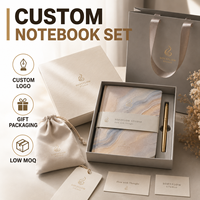Ensemble de carnets personnalisés LABON, journal de luxe à texture marbrée, emballage cadeau haut de gamme, logo personnalisé, ensemble de papeterie de direction
