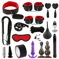 Kit de Bondage avec menottes pour hommes, Set de jeu Sm, en peluche, fouet, ensemble de jeu, stimulateur clitoridien, jouet sexuel