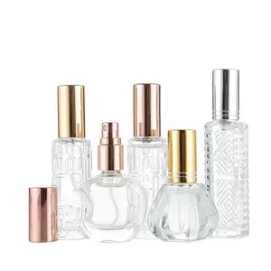 Atacado perfume amostra garrafa Metallic Spray Glass Perfume Gold Refill garrafa 5ml 10ml perfume garrafa