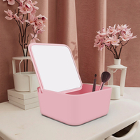 Miroir de maquillage cosmétique portable personnalisé avec boîte de rangement pliable pour chambre ou voyage