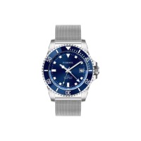Montre de plongée automatique mécanique de luxe GMT, étanche à 300 m, bracelet en acier maillé, cadran bleu, lumineux, montre de plongée pour homme