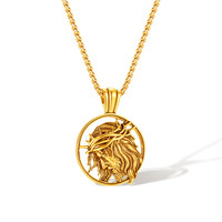 Rétro Personnalité En Acier Inoxydable Collier Hommes Punk Épine Dieu Creux Tête Humaine En Acier Inoxydable Pendentif Rond pour Hommes