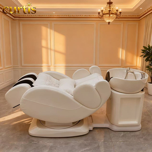Sillón de Masaje Eléctrico para Spa con Airbag, Lavabo de Cerámica, Cuero Impermeable y Reposapiés Ajustable para Salón de Belleza, Barbería y Uso Hospitalario - Product Image 1