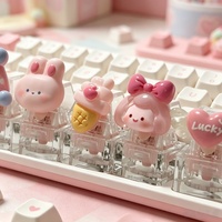 Hot Popular Cute Acrylic Keycap Cartoon Keyboard Keychain Creative Colorful Decompression Toy & Gift for Adults