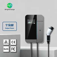 Estación de Carga para Vehículos Eléctricos Comerciales, Wallbox AC de 7KW, 11KW, 22KW, WiFi Inteligente, RFID, OCPP, Pantalla LCD, CE, TUV, Tipo 2, Control por Aplicación, WrightCharge