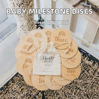Nouveaux disques jalons en bois de Style Folk Art écologique accessoires de photographie de bébé en bois de hêtre pour nouveau-né mois pin bébé douche