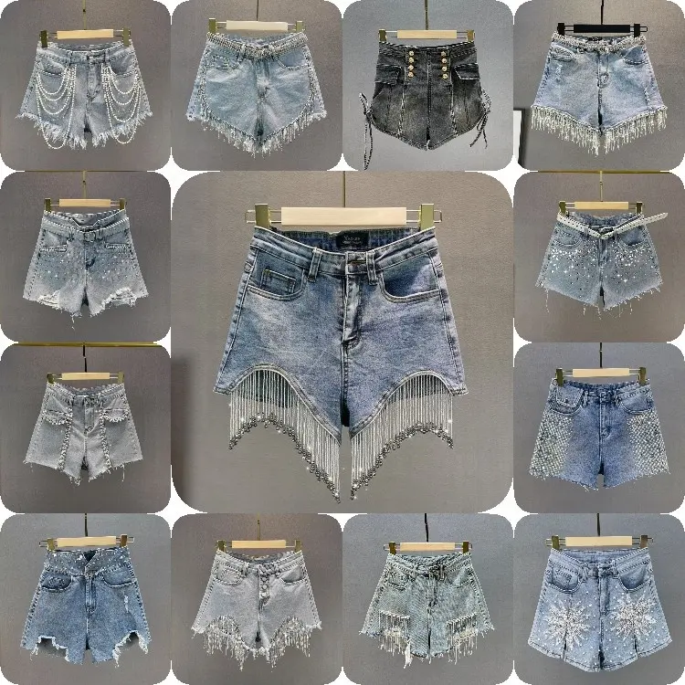 2022 New Arrivals Wholesale Women Denim Summer Shorts bale Zipper Fly Pockets Frayed Raw Ripped Denim short jeans for women