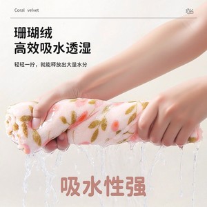Coral Velvet Dishcloth Thickened Absorbent Soft Printed Rectangle Cleaning Cloth For Kitchen Household Use - Product Image 1