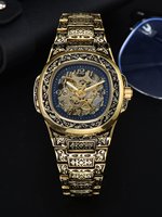 Montre automatique mécanique LONGLUX en acier allié, vintage, rétro, luxe, étanche, squelette, pliable, 40 mm, vente en gros, pour homme