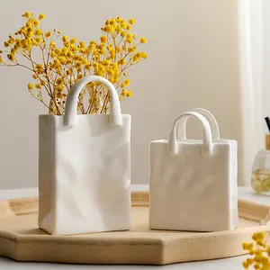 Modern beyaz seramik çanta vazo dekorasyon masa dekor çiçek vazo