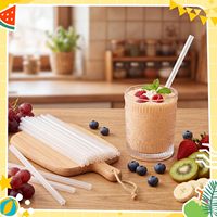 Pailles en plastique transparentes en forme d'étoile de 8 mm, réutilisables, 230 mm, pailles à boire en PP de qualité alimentaire pour jus et cocktails